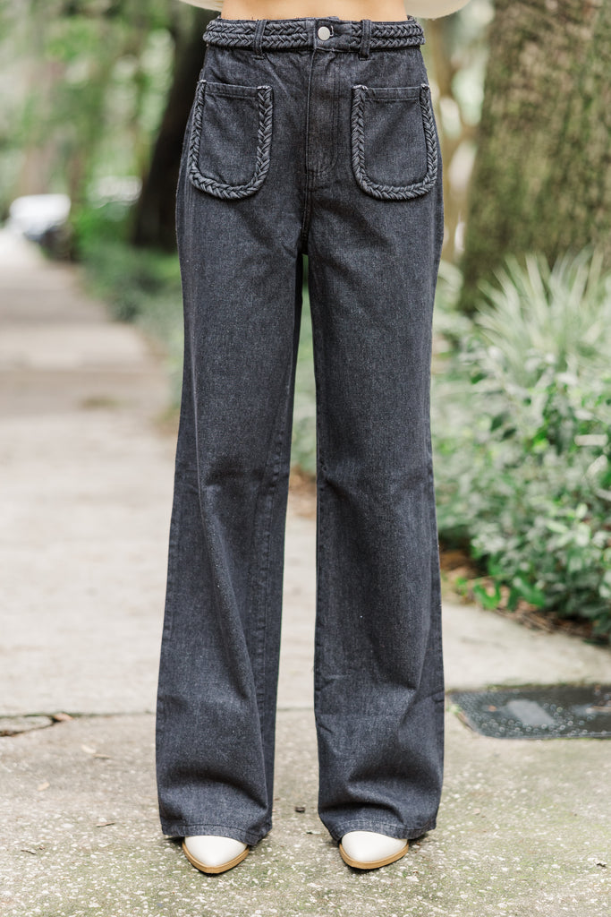 Just Black Trousers Wide Leg Jeans