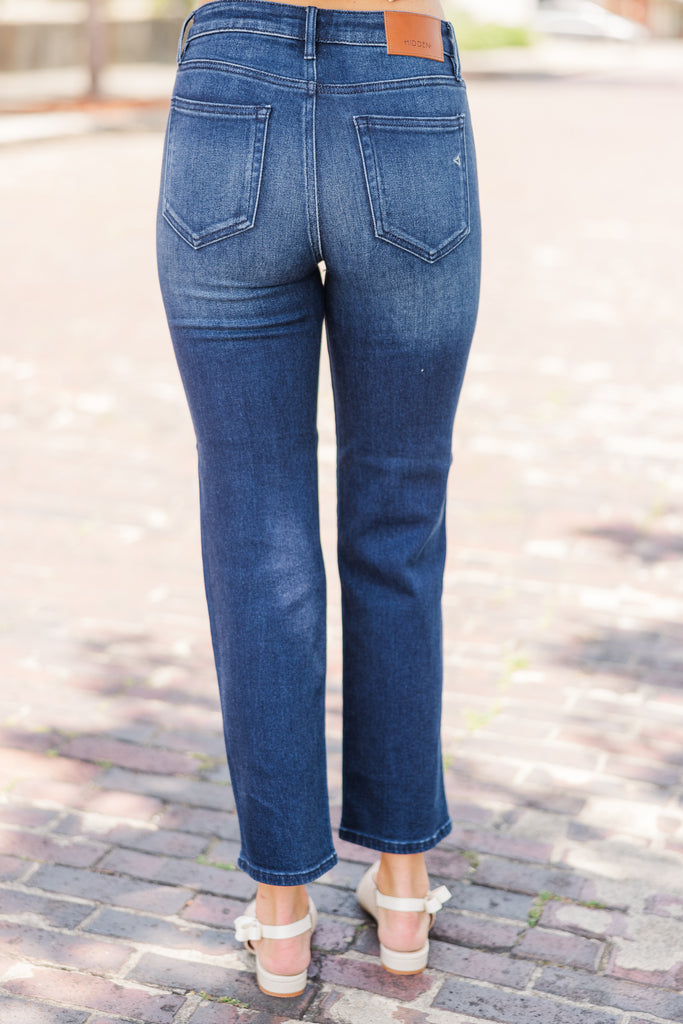 Hidden Jeans Medium Wash High Rise Cuffed Red Tape Cropped Classic Straight