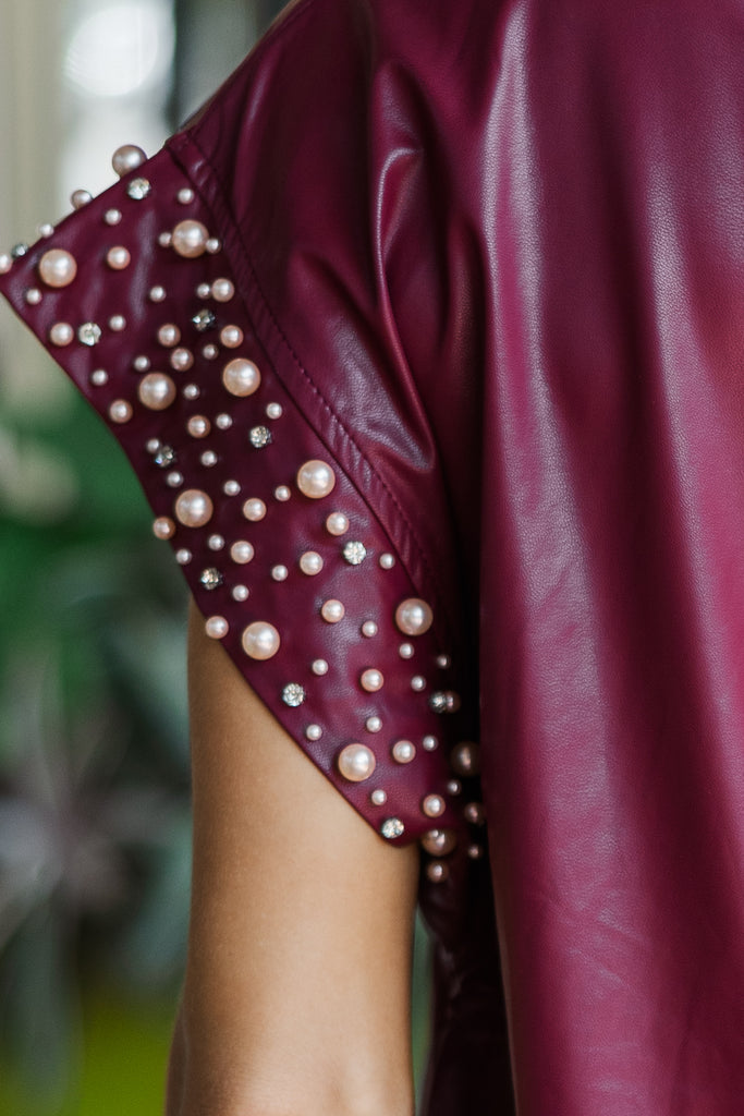 Bold Self Merlot Red Faux Leather Dress – Shop the Mint