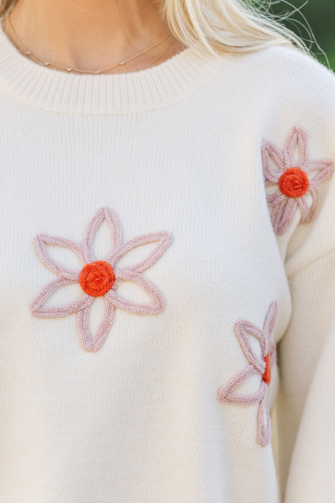 Perfect Example Cream White Floral Sweater – Shop the Mint