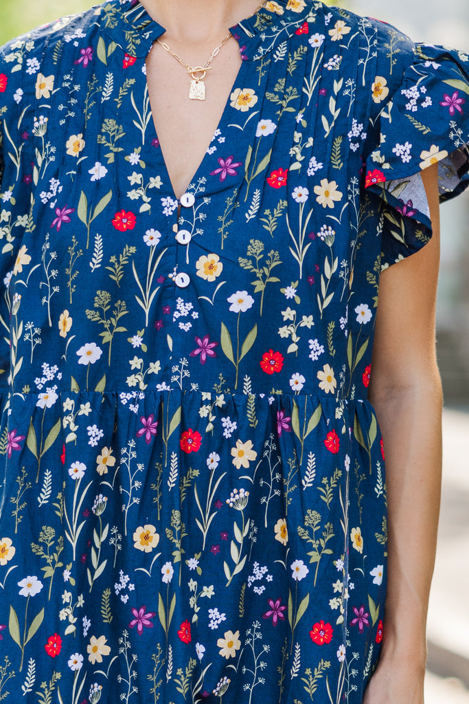 Just For Today Navy Blue Floral Midi Dress – Shop the Mint
