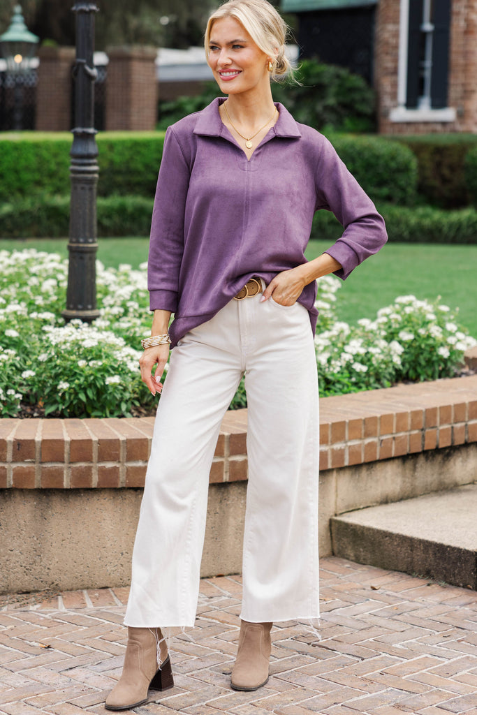 Never Forget Plum Purple Suede Blouse – Shop the Mint