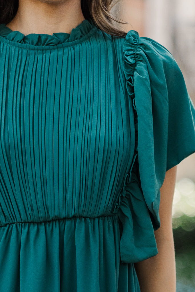 All The Good Emerald Green Ruffled Midi Dress – Shop the Mint