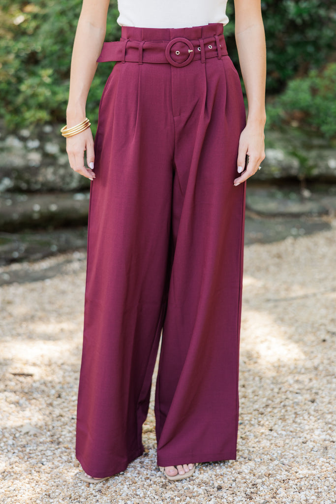 Day At The Office Burgundy Red Wide Leg Trousers – Shop the Mint