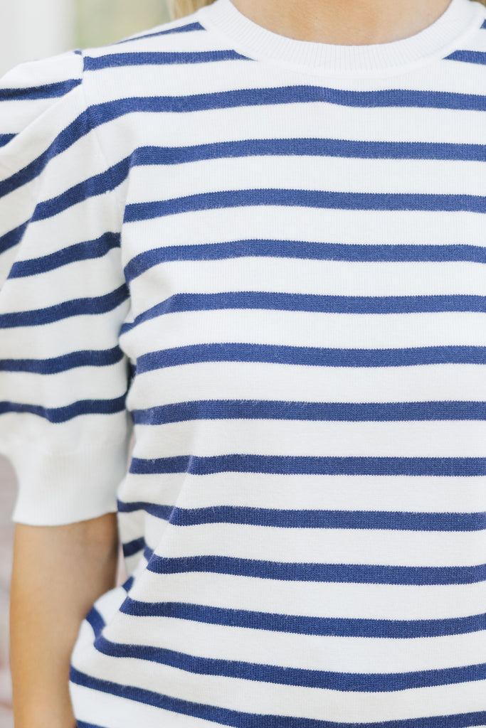 Satin Puff Sleeve Shirt Navy main image 1