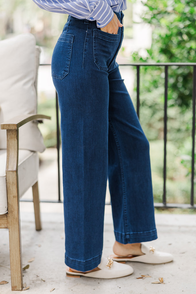 Big Dreams Dark Denim Wide Leg Jeans – Shop the Mint