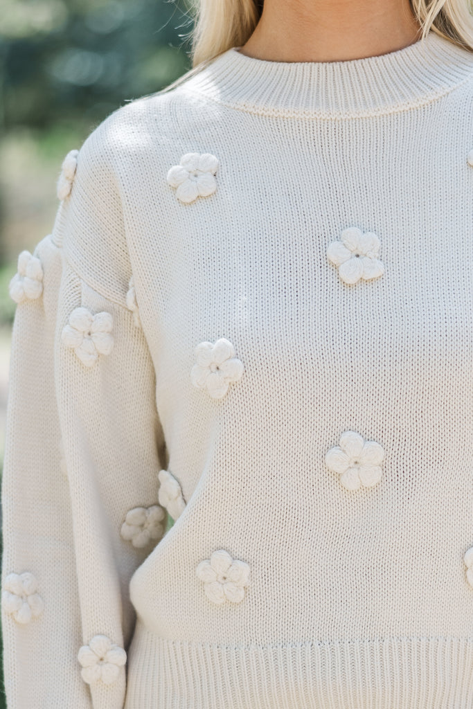 Cream Sweater With Flowers main image 0