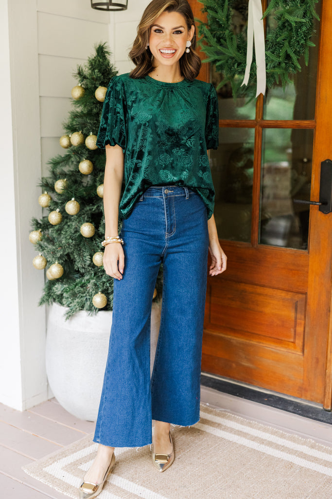 All In Emerald Green Floral Velvet Blouse – Shop the Mint