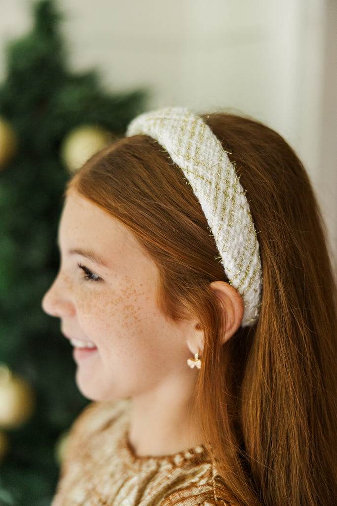 Girls: Make A Wish Cream Tweed Headband – Shop the Mint display picture 1