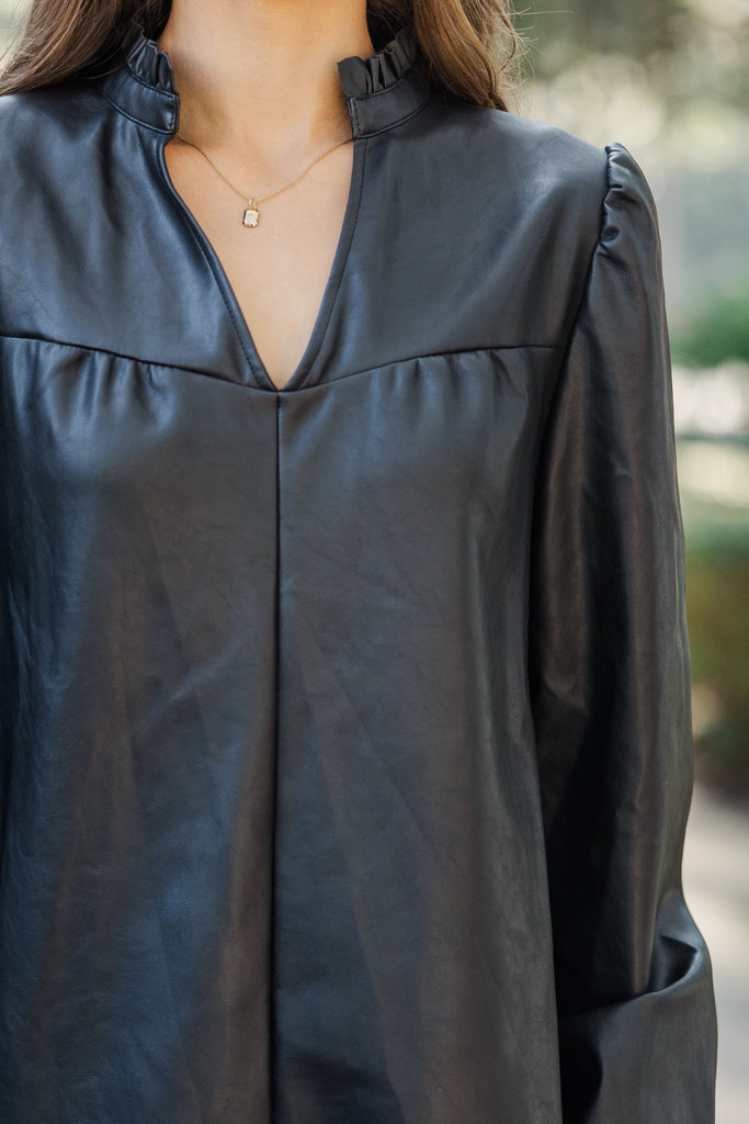 Fate: All Your Idea Black Faux Leather Dress – Shop the Mint