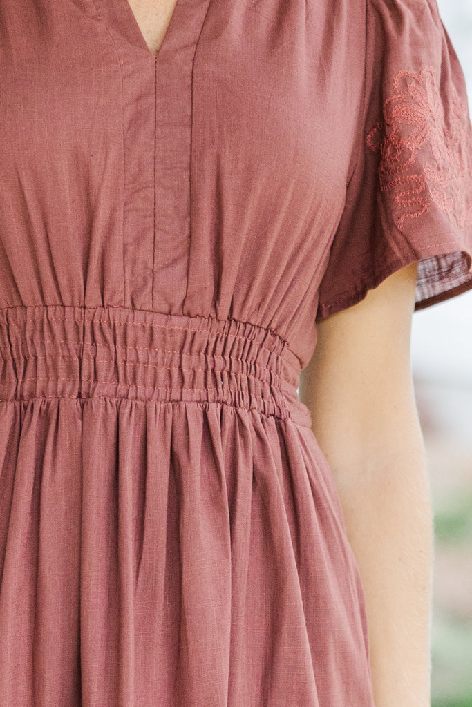 Embroidered Maxi Dress - Red main image 1