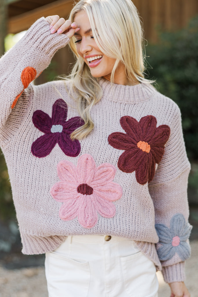トップス Flower knit setup Just You Wait Natural Floral Sweater – Shop the Mint