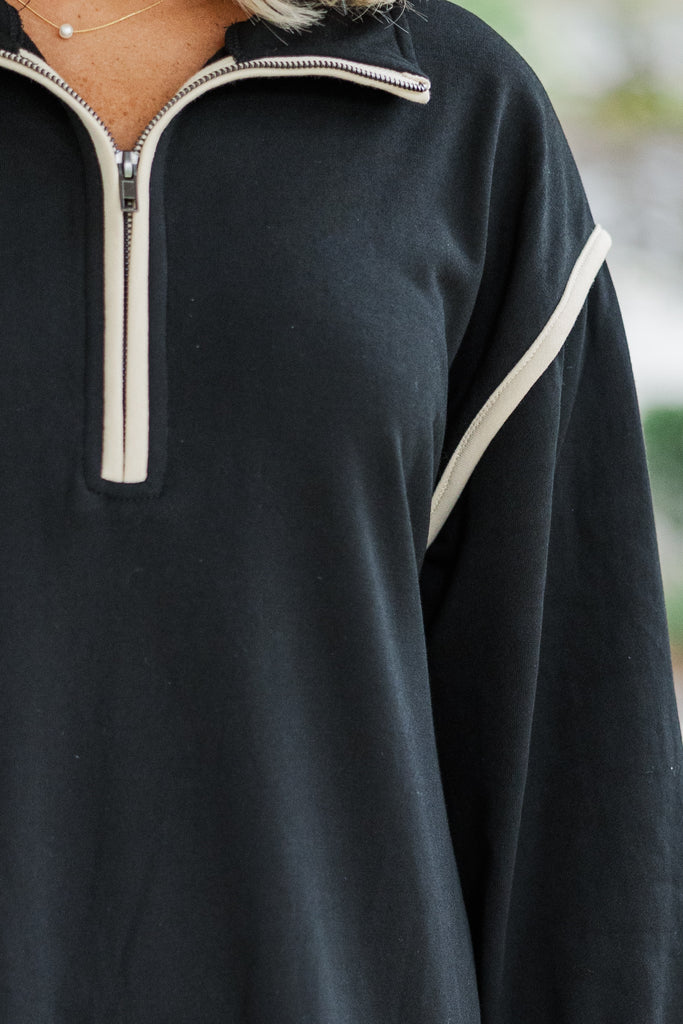 Make It Right Black Half Zip Sweatshirt Dress – Shop the Mint