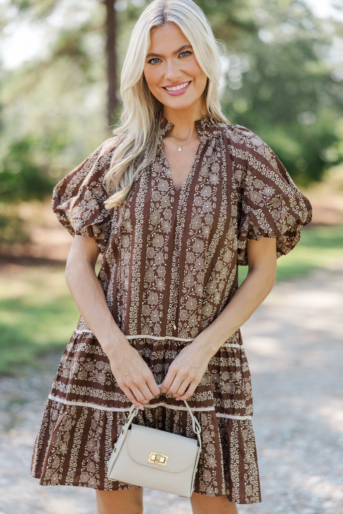 Easy Romance Brown Floral Dress – Shop the Mint