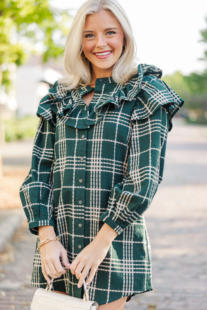 専用卵と牛乳と抹茶グリーン系チェック ダブルジャケット MINI DRESS It's A Gift Hunter Green Plaid Dress – Shop the Mint