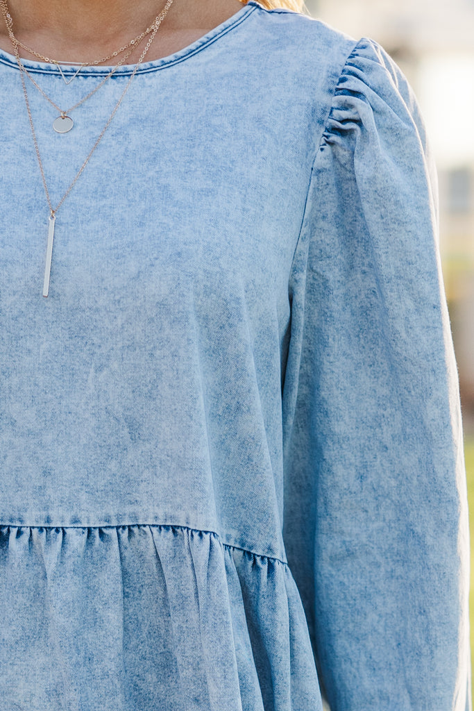 white christmas dresses Vintage Denim Button Up Smock Dress