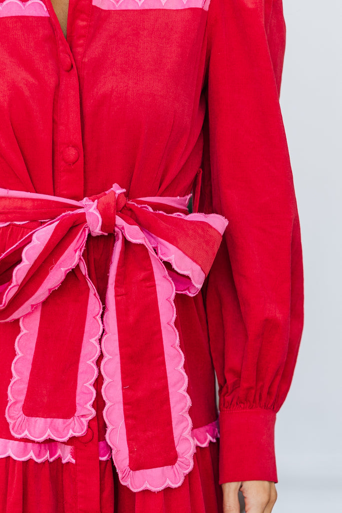 So In Love Red Scalloped Midi Dress  Shop the Mint