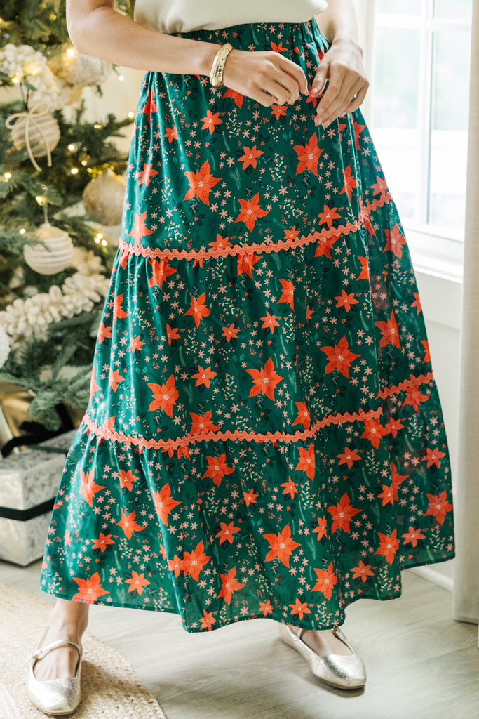 Show Me The Way Emerald Floral Midi Skirt – Shop the Mint
