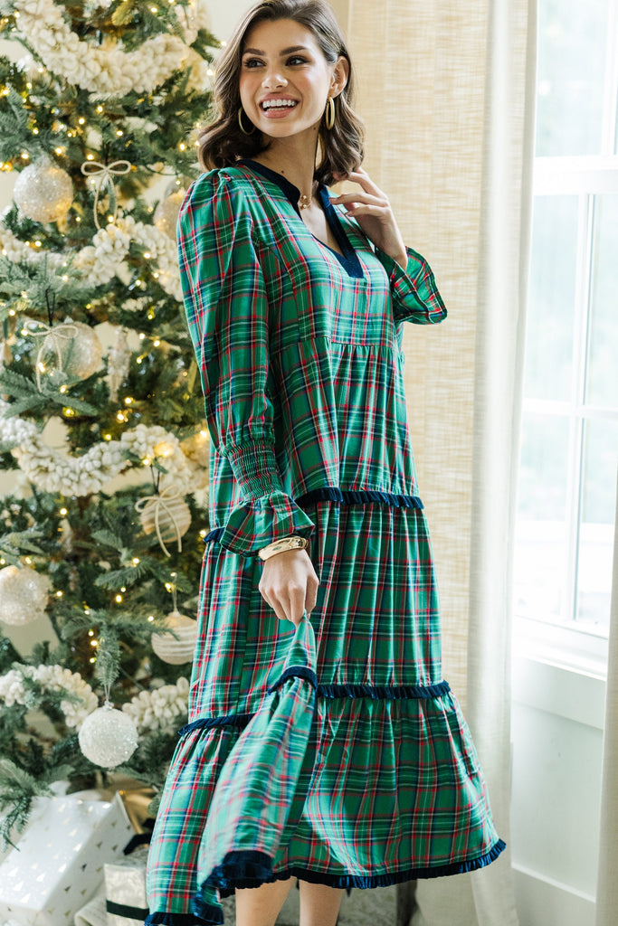 What A Surprise Green Plaid Midi Dress – Shop the Mint