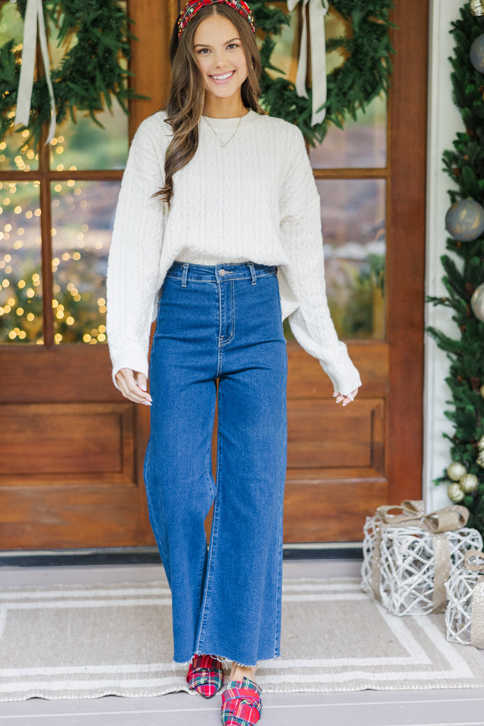 Nipperland  4 piece cream outfit Cable Knit Sweater, Hat, and Knit Pants