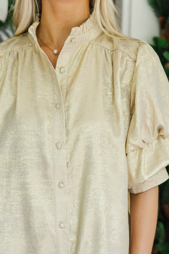Midnight tulle hand smocked blouse, gold hearts