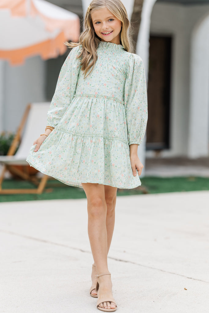 Girls: The Mariana Sage Green Ditsy Floral Babydoll Dress – Shop the Mint