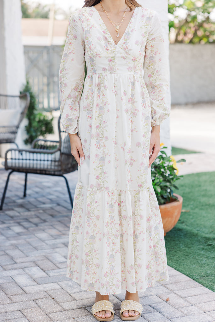 melonie t womens long sleeve floral maxi dress The Inspiration Cream Floral Maxi Dress – Shop the Mint