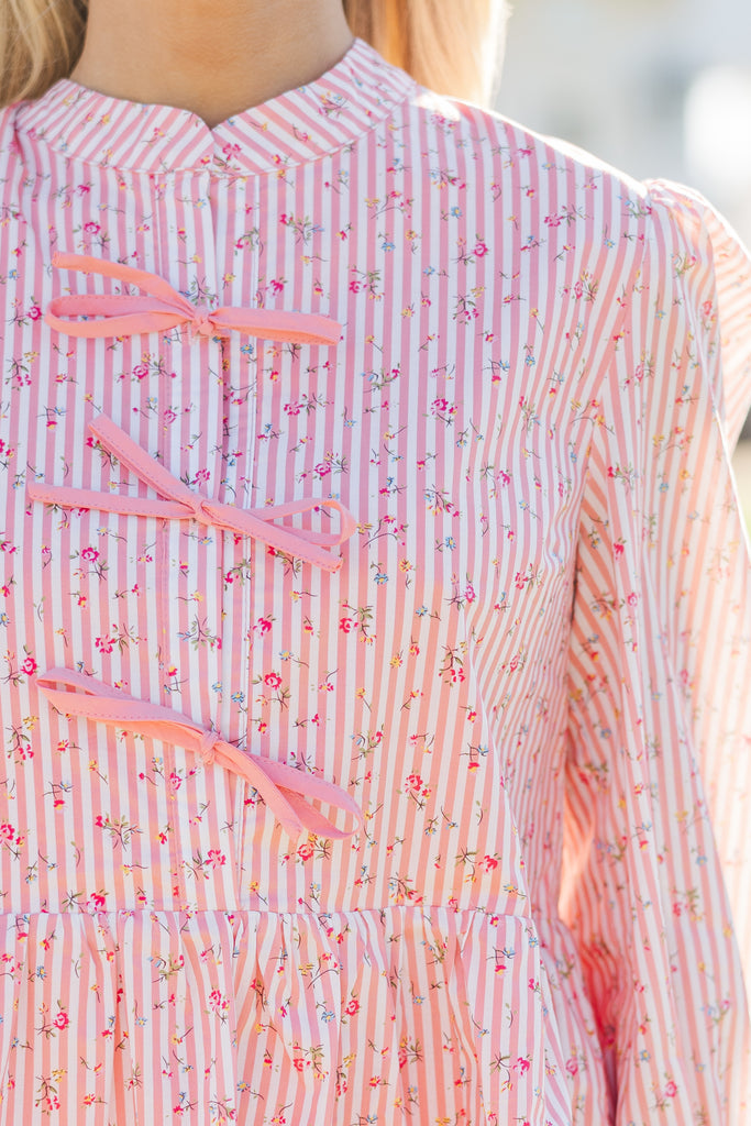 Pink varied stripes wrap blouse … M
