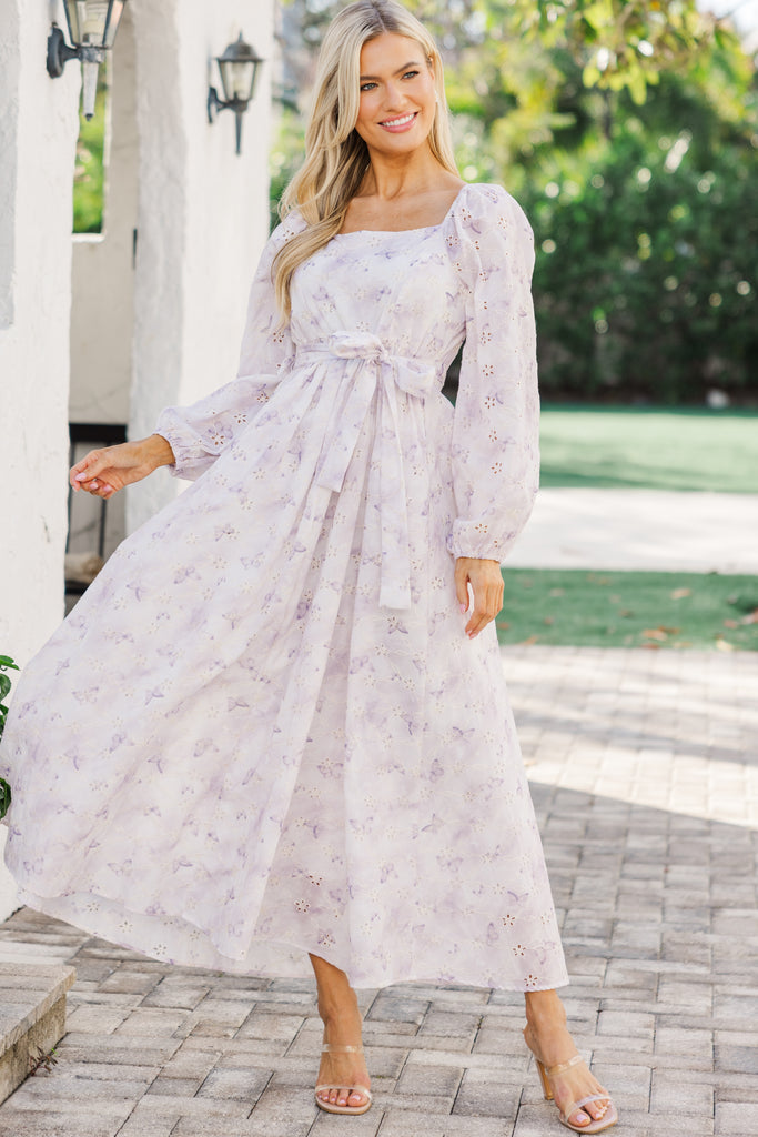 Feeling Just So Sweet Lavender Eyelet Midi Dress, Medium - The Mint Julep Boutique | Women's Boutique Clothing