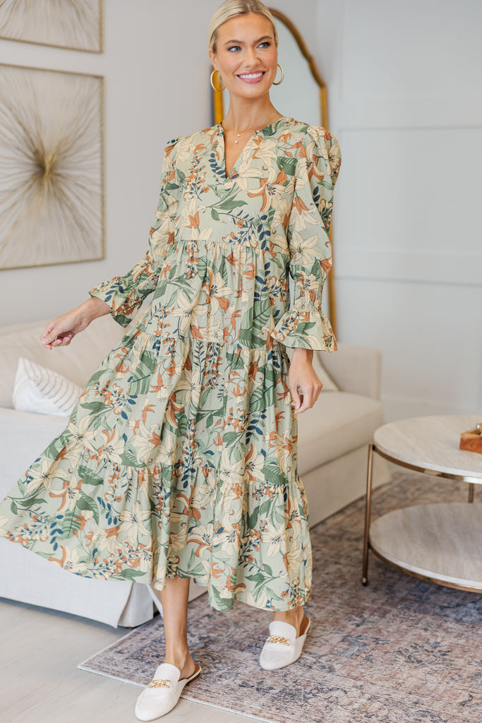 NURSING COLLECTION: What A Surprise Sage Floral Midi Dress – Shop