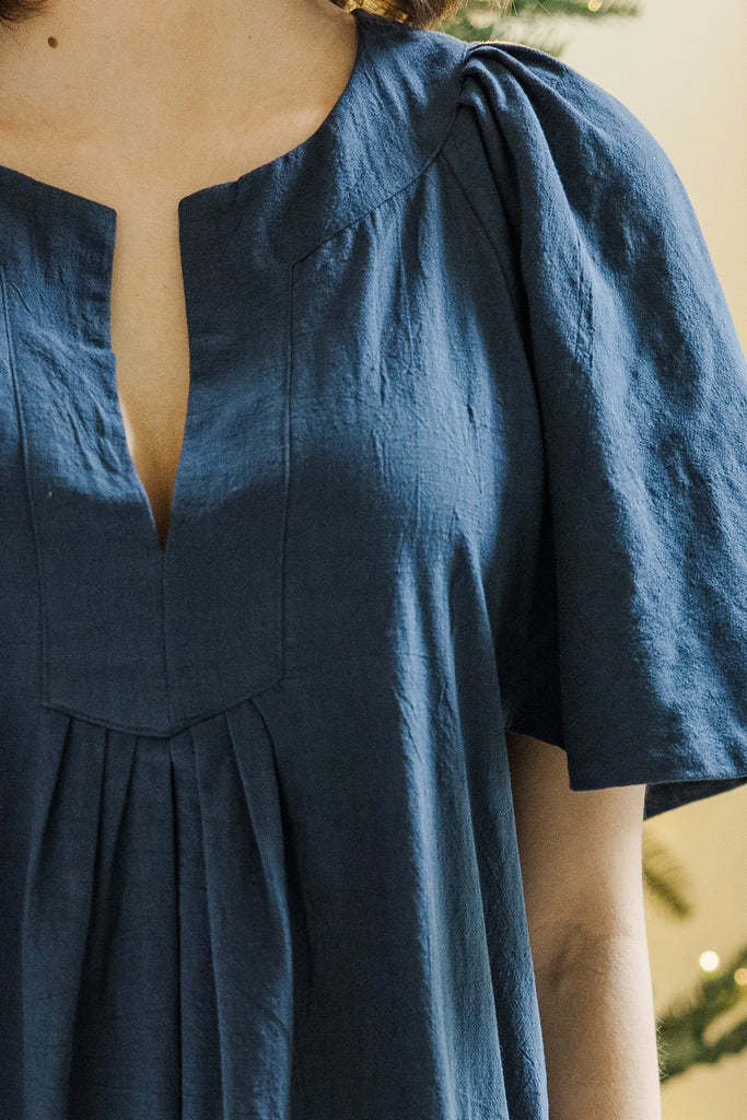 Just A Theory Navy Cotton Dress, Medium - The Mint Julep Boutique