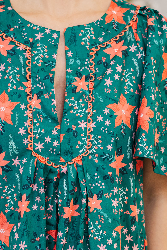 Just A Theory Emerald Floral Dress – Shop the Mint