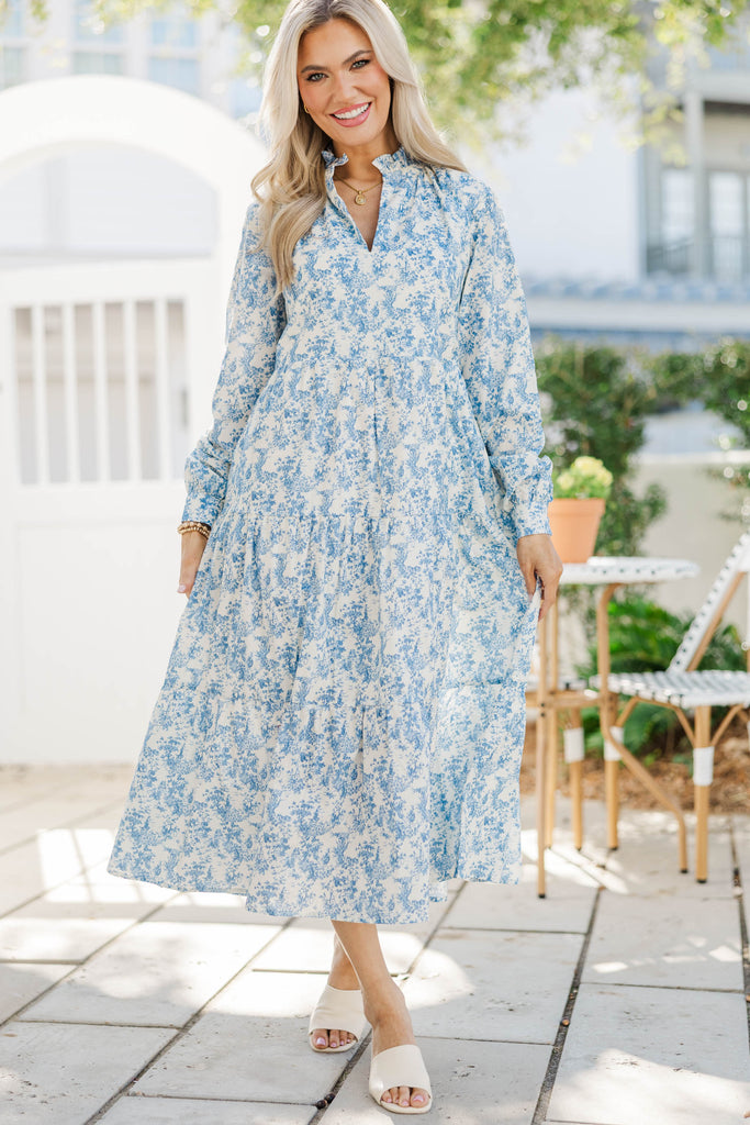 In Your Dreams Blue Toile L/S Midi Dress – Shop the Mint