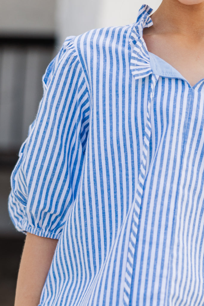 Girls: The Nora Blue Striped Blouse – Shop the Mint
