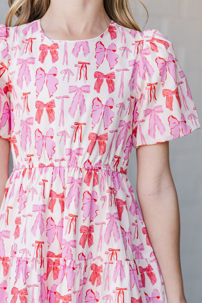 Theme Girls James Pink White Bow Dress main image 0