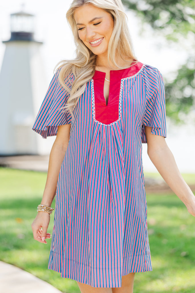 red blue and white striped dress Just A Theory & Cotton – Shop the Mint Women Halter Deep V Style:KA0072H Corset-sizes:30 The Mella Dress is