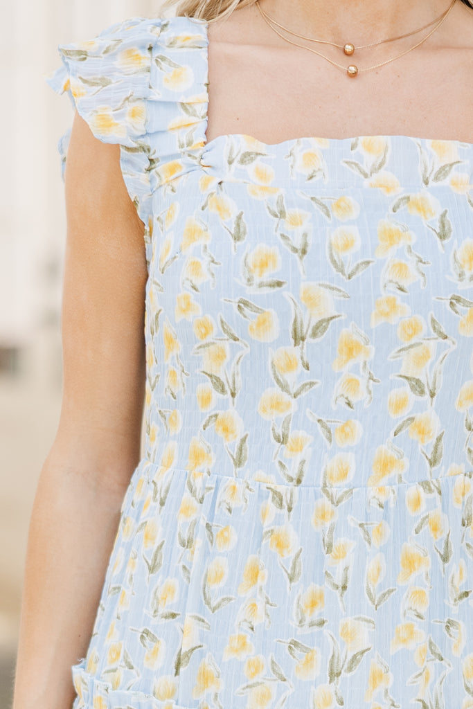 Forward Thinking Light Blue Floral Print Dress
