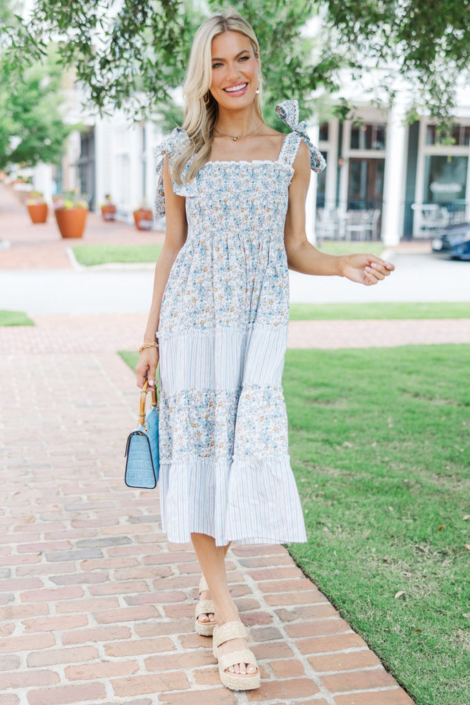 On Top Of The World Blue Colorblock Midi Dress – Shop the Mint