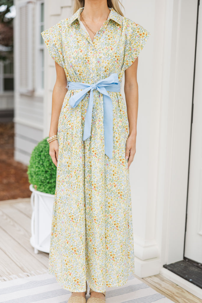 Feeling Inspired Yellow Ditsy Floral Maxi Dress – Shop the Mint