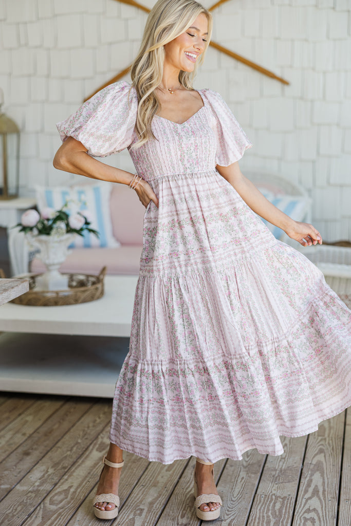 GARDEN WHISPERS PINK FLORAL WOVEN MINI DRESS