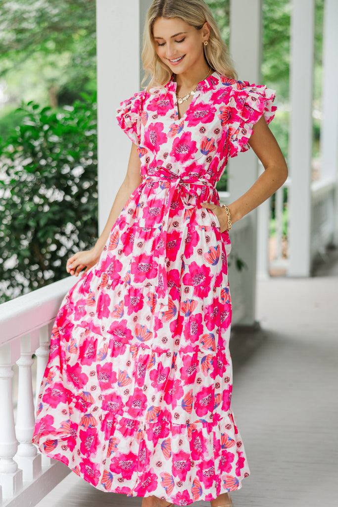 Future Fun Fuchsia Floral Maxi Dress, Small - The Mint Julep Boutique