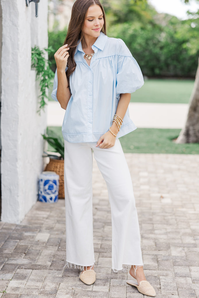 Better Than You Know Light Blue Puff Sleeve Blouse – Shop the Mint