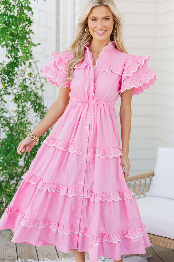 In The Air Pink Midi Dress – Shop the Mint