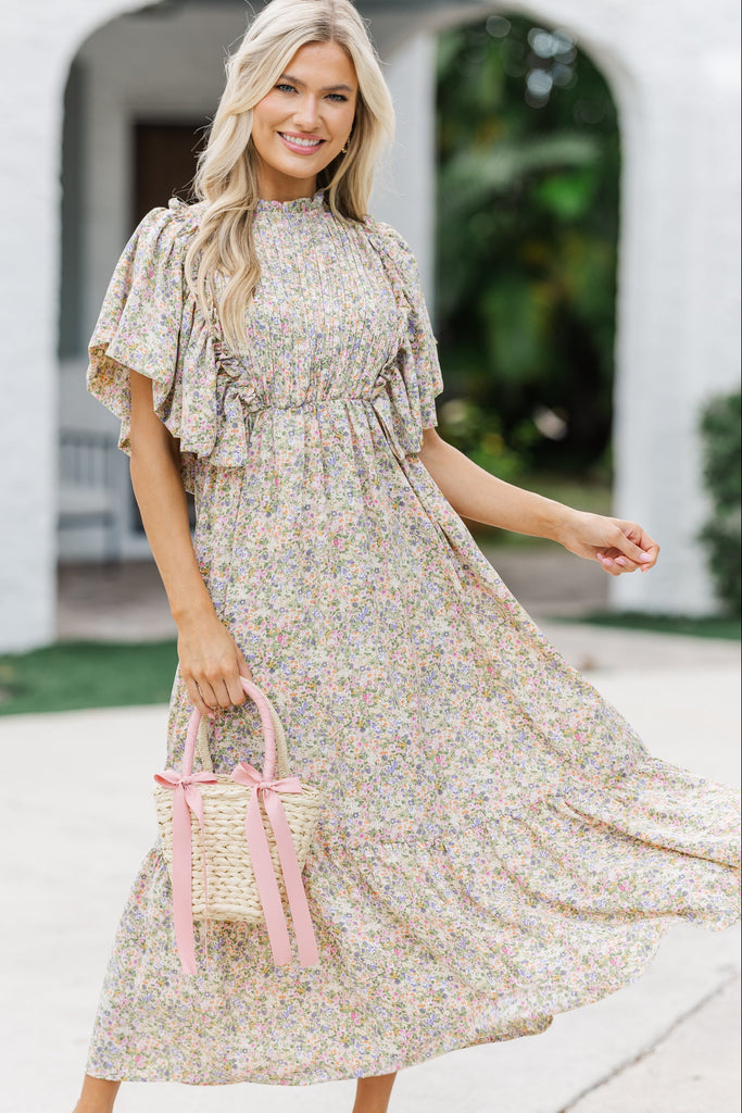 strapless open back dress Pink Glitter Lace Appliques Ruffle Tiered Long Dress with Slit US6 / Sage Green main image 0