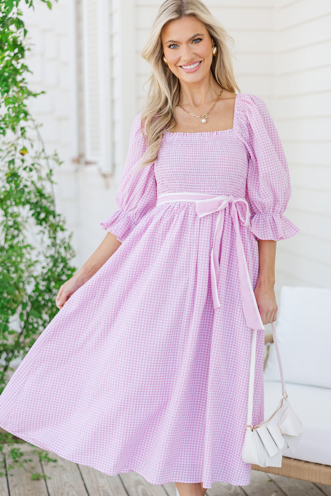 All I Want Pink Gingham Midi Dress – Shop the Mint