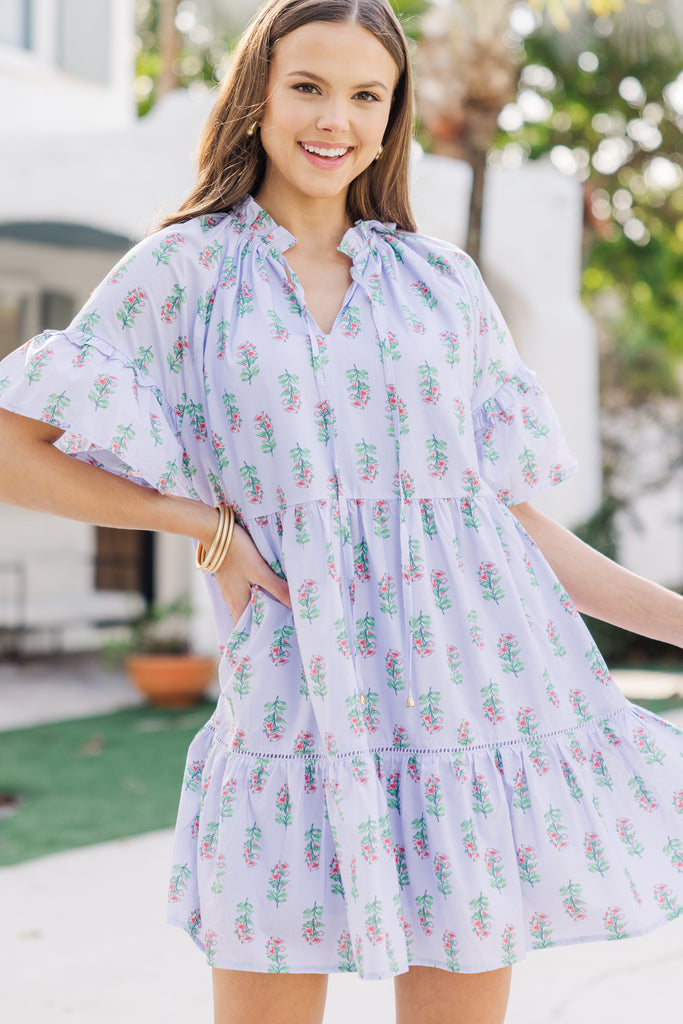 Let It Shine Periwinkle Floral Babydoll Dress – Shop the Mint