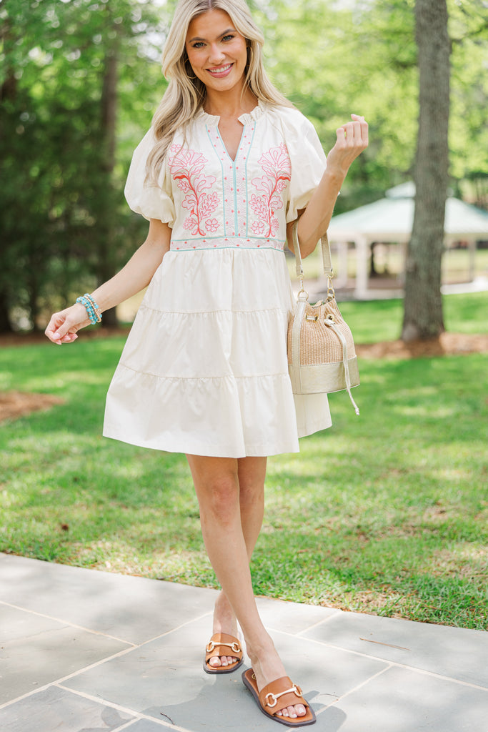 Wide World Cream Embroidered Dress, Large - The Mint Julep Boutique | Women's Boutique Clothing