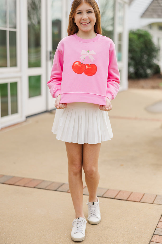 Girls: Cherry On Top Bubblegum Pink Graphic Sweatshirt – Shop the Mint