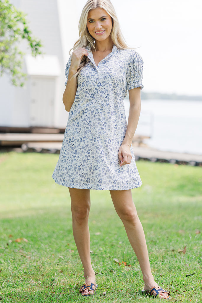Star Gazing Navy Blue Toile Tie Back Dress – Shop the Mint