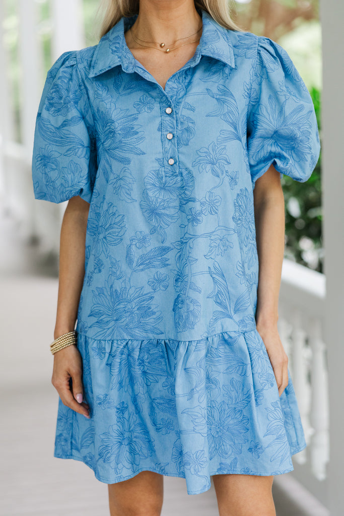 Your Time Blue Floral Embroidered Dress – Shop the Mint